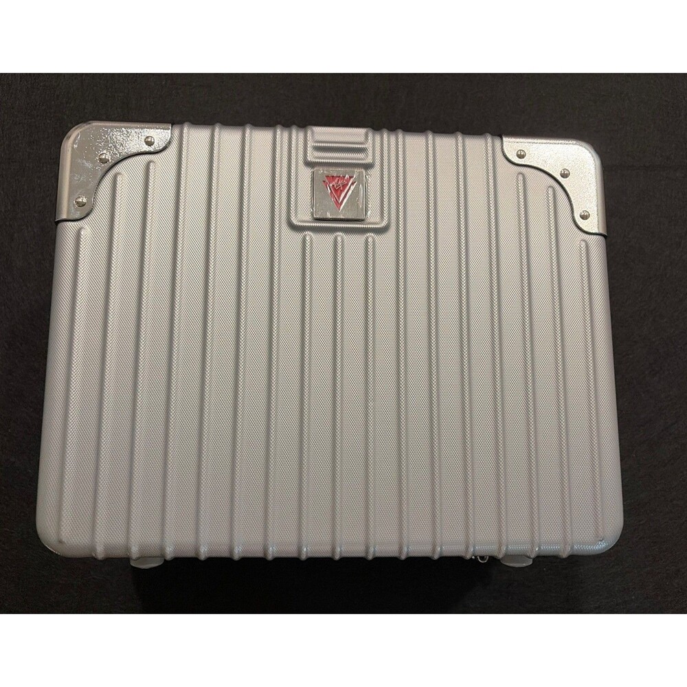 Vtg Rare Virgin Voyages 13” Aluminum Hardcase Business Case Silver Solid Luggage - Picture 2 of 8